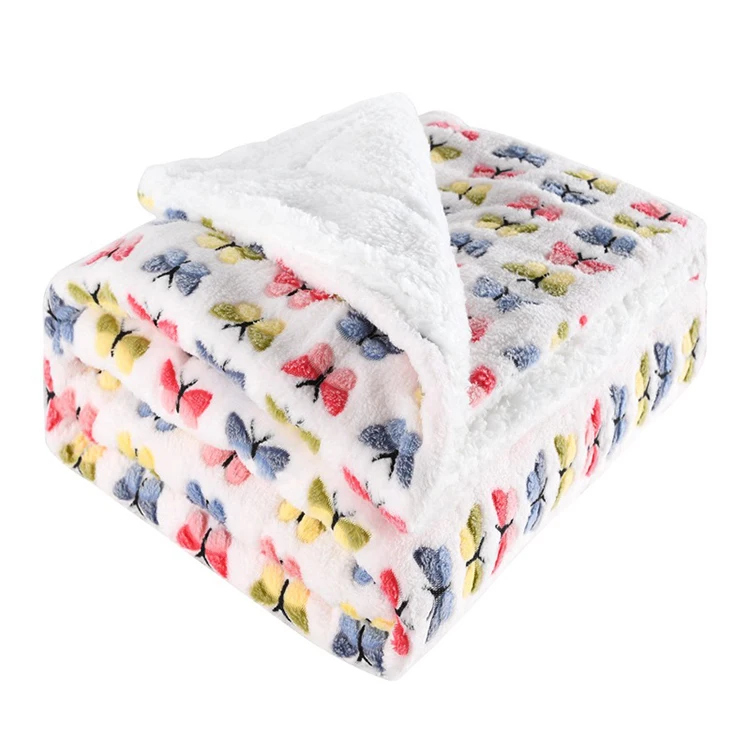 White List 100% Polyester Non-toxic Printing Microfiber Flannel Fleece Baby Blanket