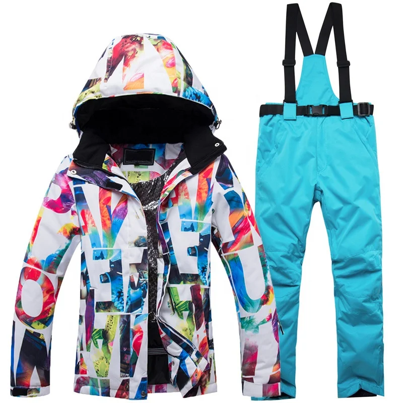 High quality and Technical Camouflage Waterproof Ski Clothing, Ski Pants And Jacket Set