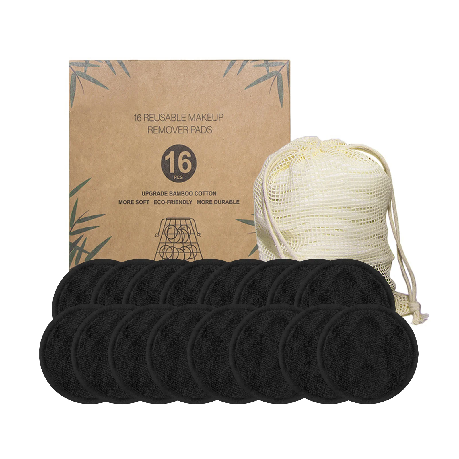 Bamboo Cotton Face Reusable Make Up Remover Pads Washable Makeup Remover Pads with Konjac Sponge