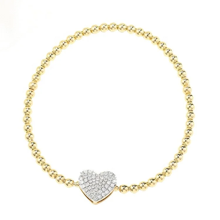 Gift I Love You Bracelet Women Heart Charm lab grown diamond heart shape 18k gold bracelet for daughter wife girlfriend
