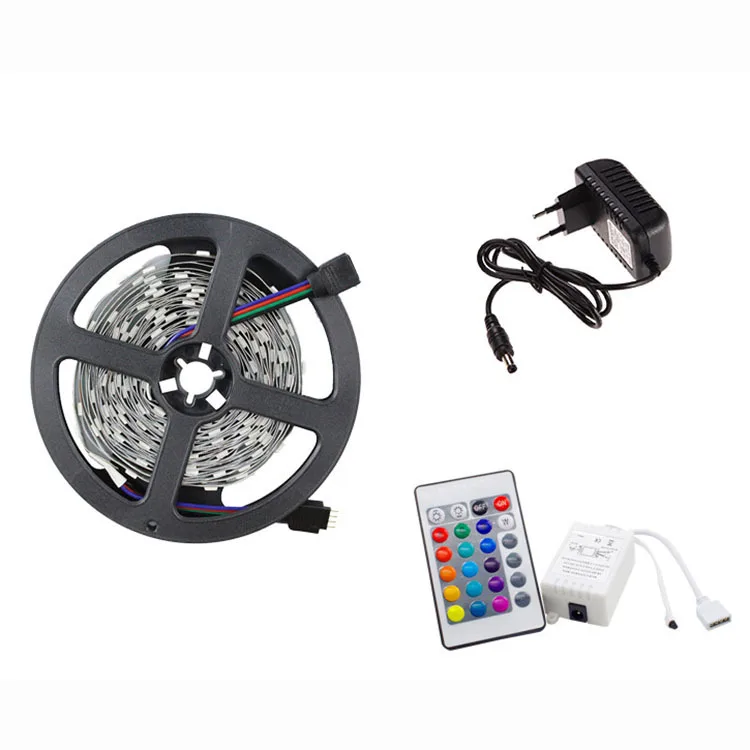 Factory wholesale price 12V RGB led strip light by ir 24 key remote control