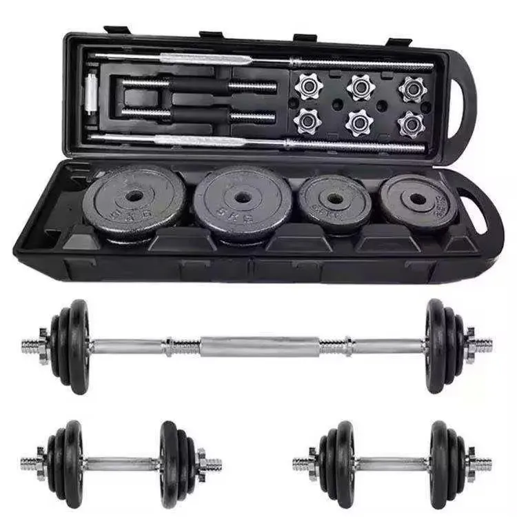 Home Gym Fitness High Quality Cast Iron Dumbbell Set Weight Lifting Chromed Adjustable Dumbbell Barbell Set