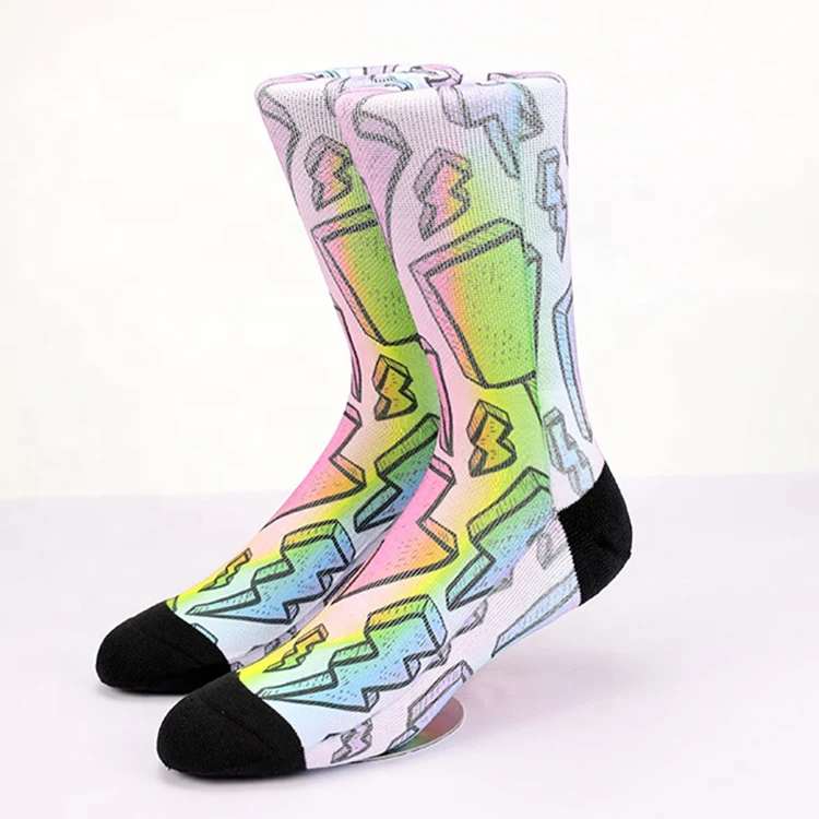 OEM Polyester 3d Printed Sublimation Sports Socks Print Custom