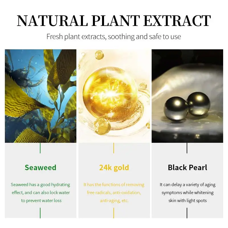 Remove Dark Circle Seaweed Natural Collagen Sleep Patch 24k Gold Eye Mask Gel Pads Hydrogel Herb Black Gold Under Eye Patches