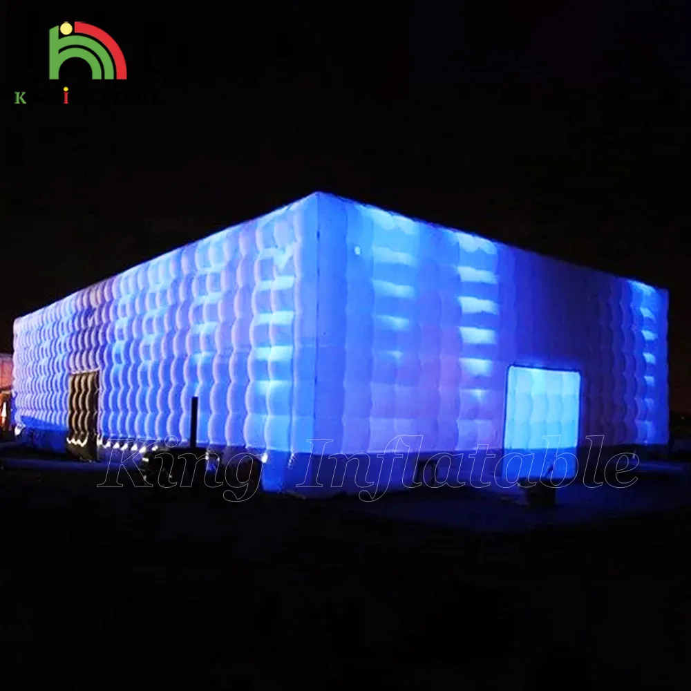 Large Cube Wedding Party Led Light Inflatable Tent Event Photo Booth White Giant Inflatable Cube Marquee Tent