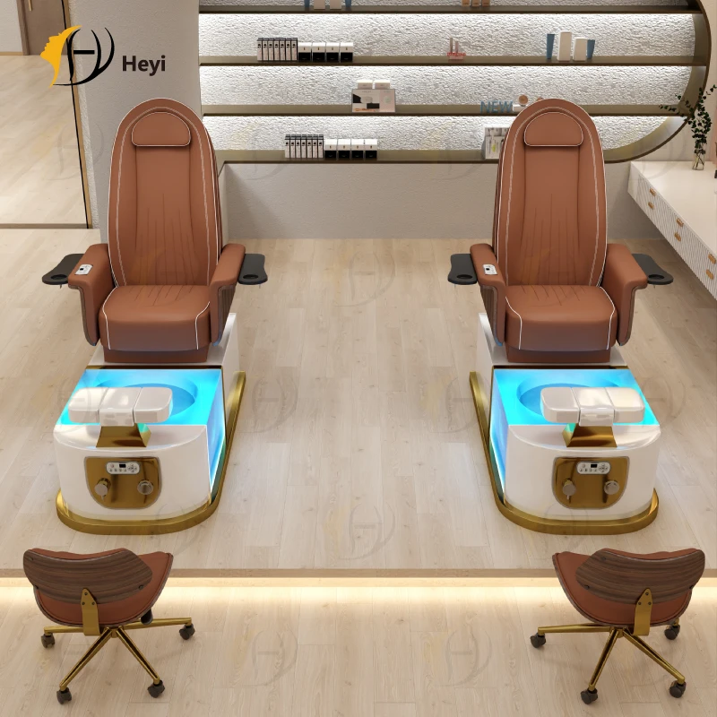 custom luxury modern professional manicure nail salon massage foot spa pink pipeless jet electric pedicure chair with basin