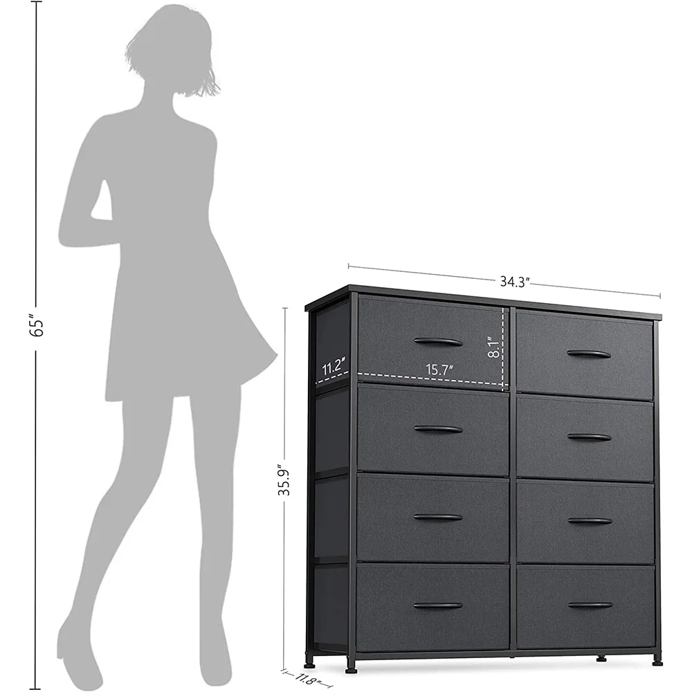 FREE SAMPLE  8 Drawer Storage Organizer Tall Wide Dresser for Bedroom Hallway Sturdy Steel Frame Wood Top  Dresser for Bedroom