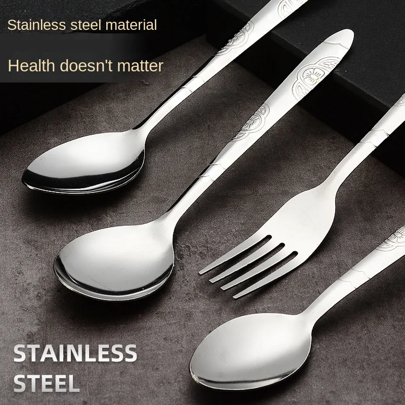 Silverware Hot Sale Serving Spoon Cutlery Set Stainless Steel Restaurant Forks Dessert Soup Spoon Dinnerware Set