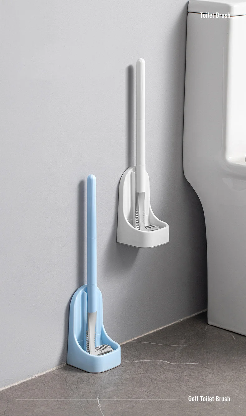 Wall Mounted Silicone Cleaning Tool  Golf Shape Toilet Brush Set Helpful Cleaning Toilet Brush With Holder For Bathroom