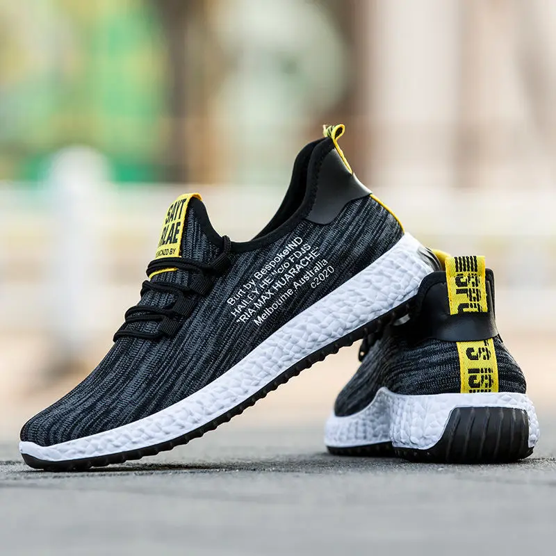  Летняя мужская модная удобная спортивная обувь flyknit мужские кроссовки повседневная для бега на толстой