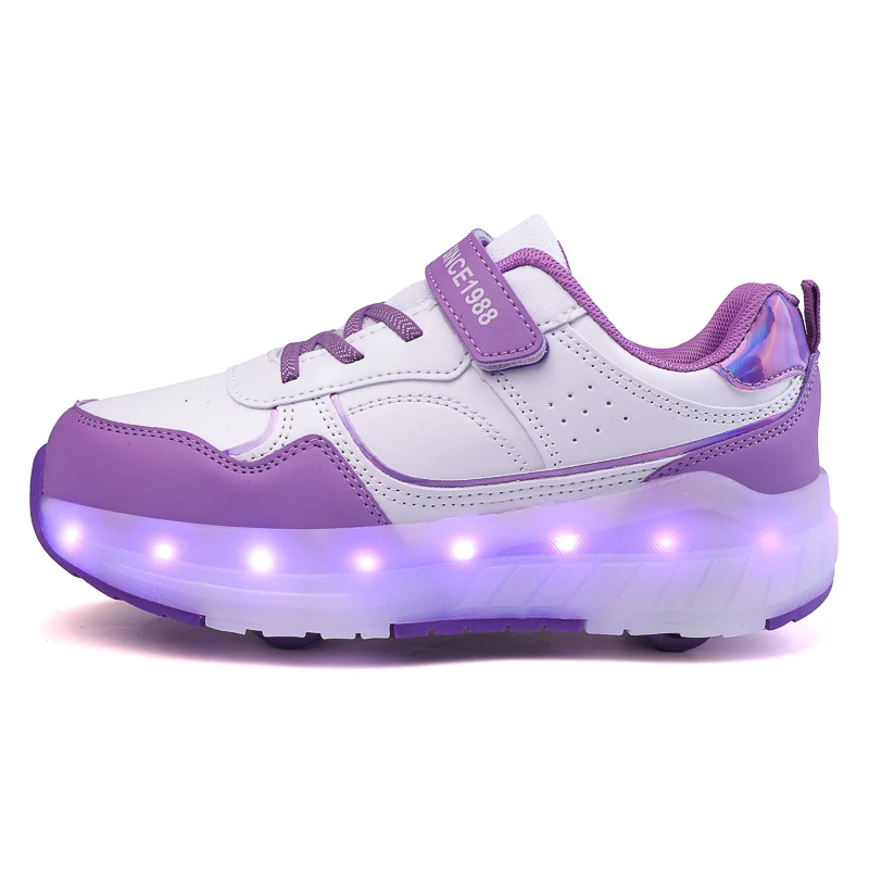 Children Blades 2 In 1 Deformation Retractable 4 Four Wheel Sneakers Kids KIcK Speed Roller Skating Shoes For Girls Boys Adult