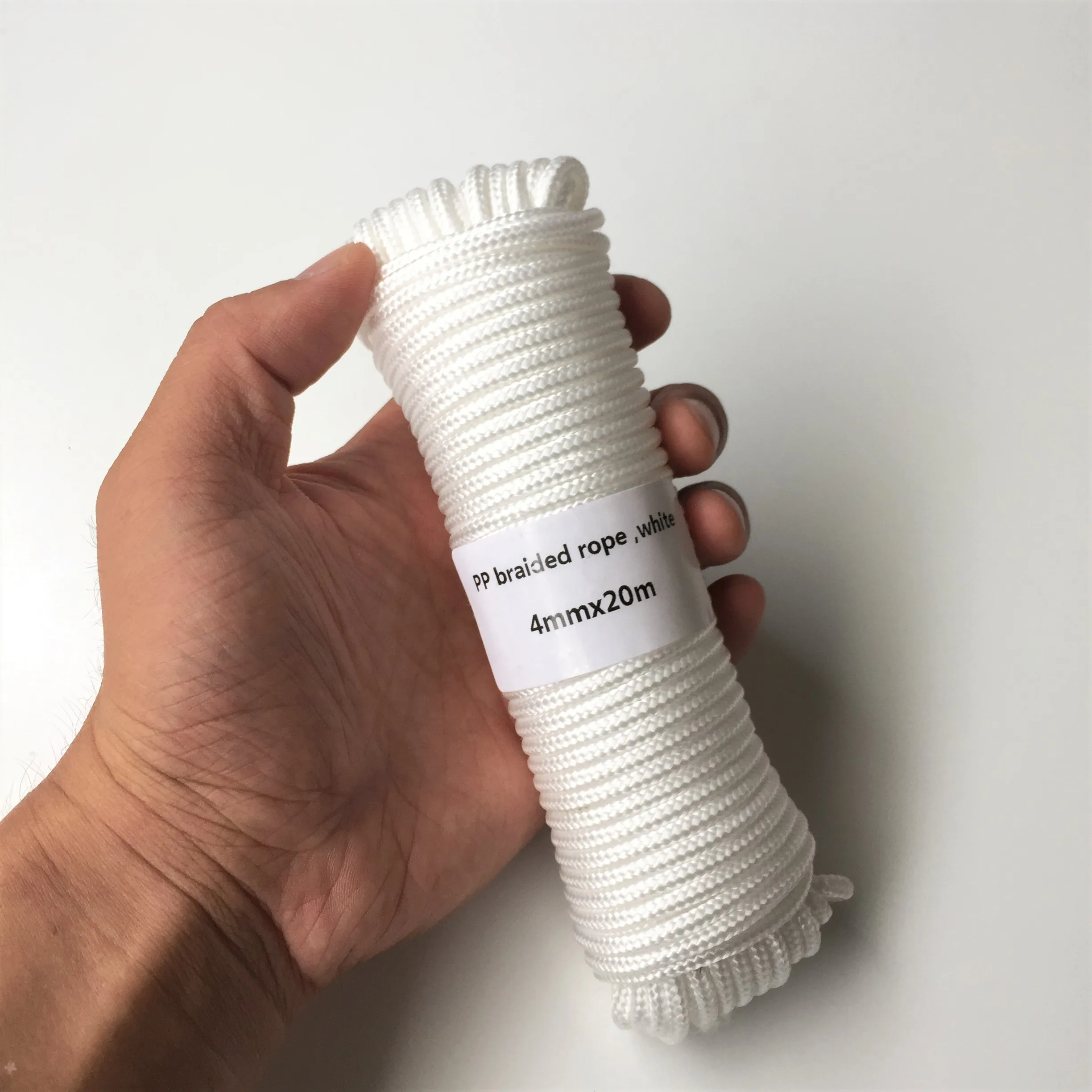 White 4mmx20m Strength braided Polypropylene rope PP hang tag clothes line home decoration garden accessories camping rope