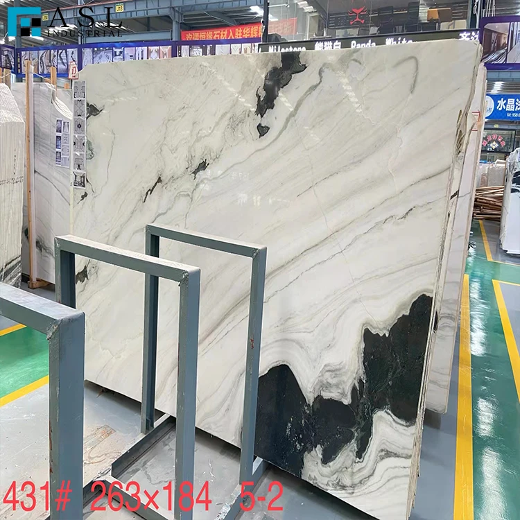 Natural polished exotic sichuan panda white marble big slabs for stone boarder
