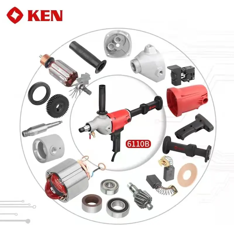 KEN  6110B Components Carbon brushes Back Cover Screws Faucets Washers Rotor Water Drill  Rig Accessories