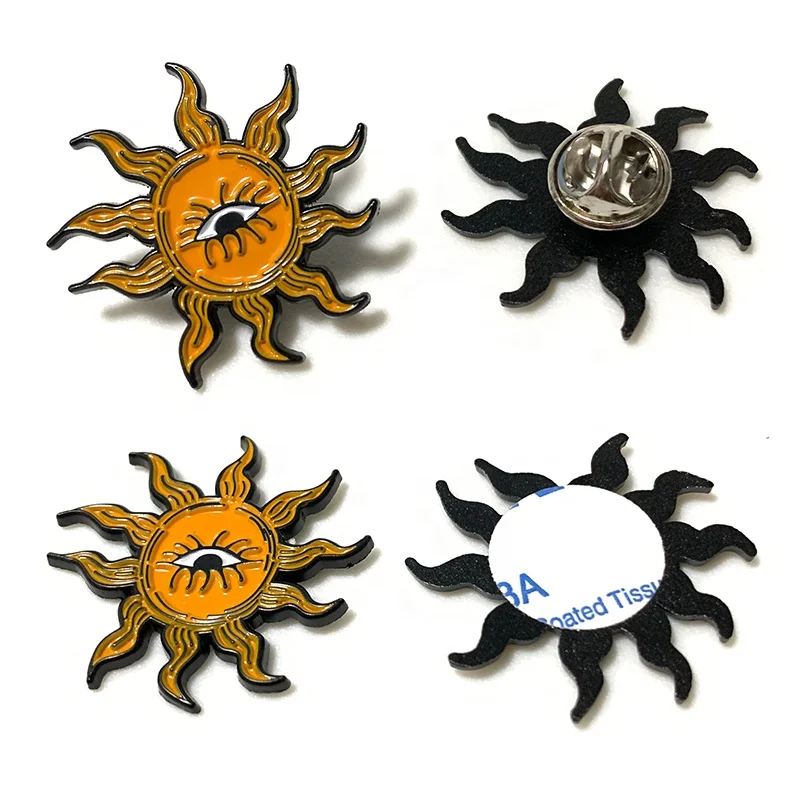 No Minimum Metal Badge Manufacture Wholesale Metal Soft Enamel Pins Bulk Sun Eye 3D Lapel Pins Custom Enamel Pin