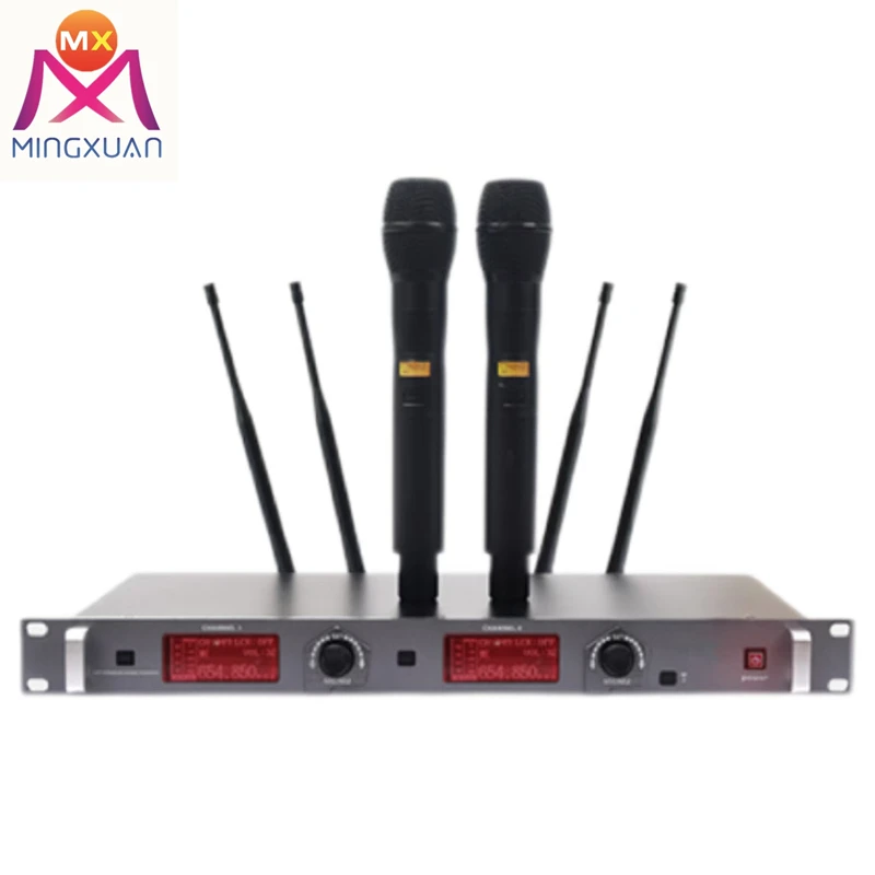 Receiver Handheld UHF Mic professional uhf dual channel wireless microphone system