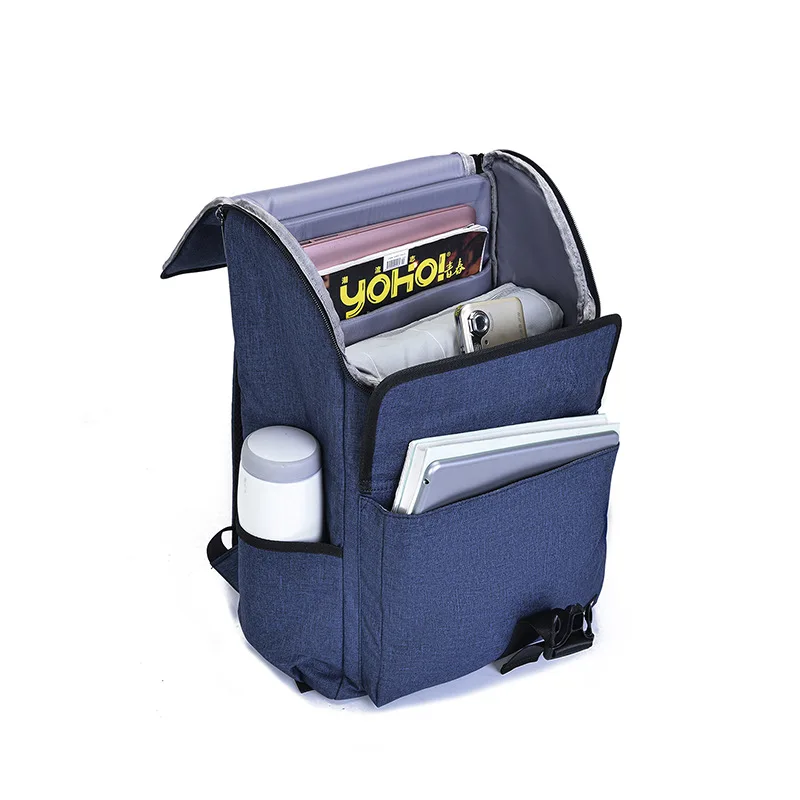 New arrival schoolboy backpack male school bag blue college student daily pack England style school backpack with bottle holder