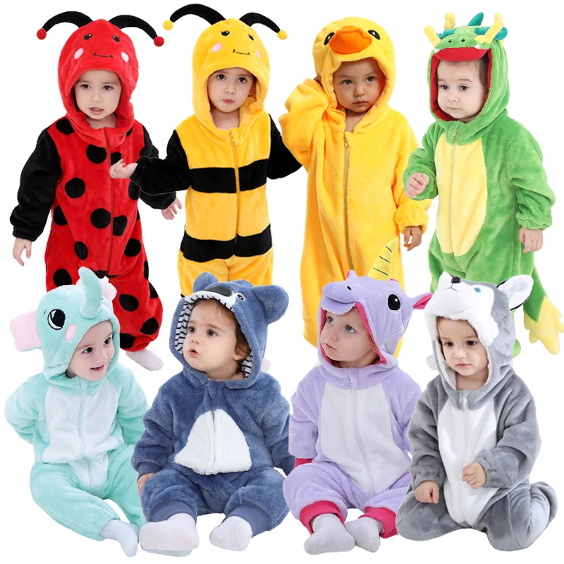 Winter flannel animal romper Animal Costumes for Children 0-5T Animal Onesie for Infant & Toddler Kids
