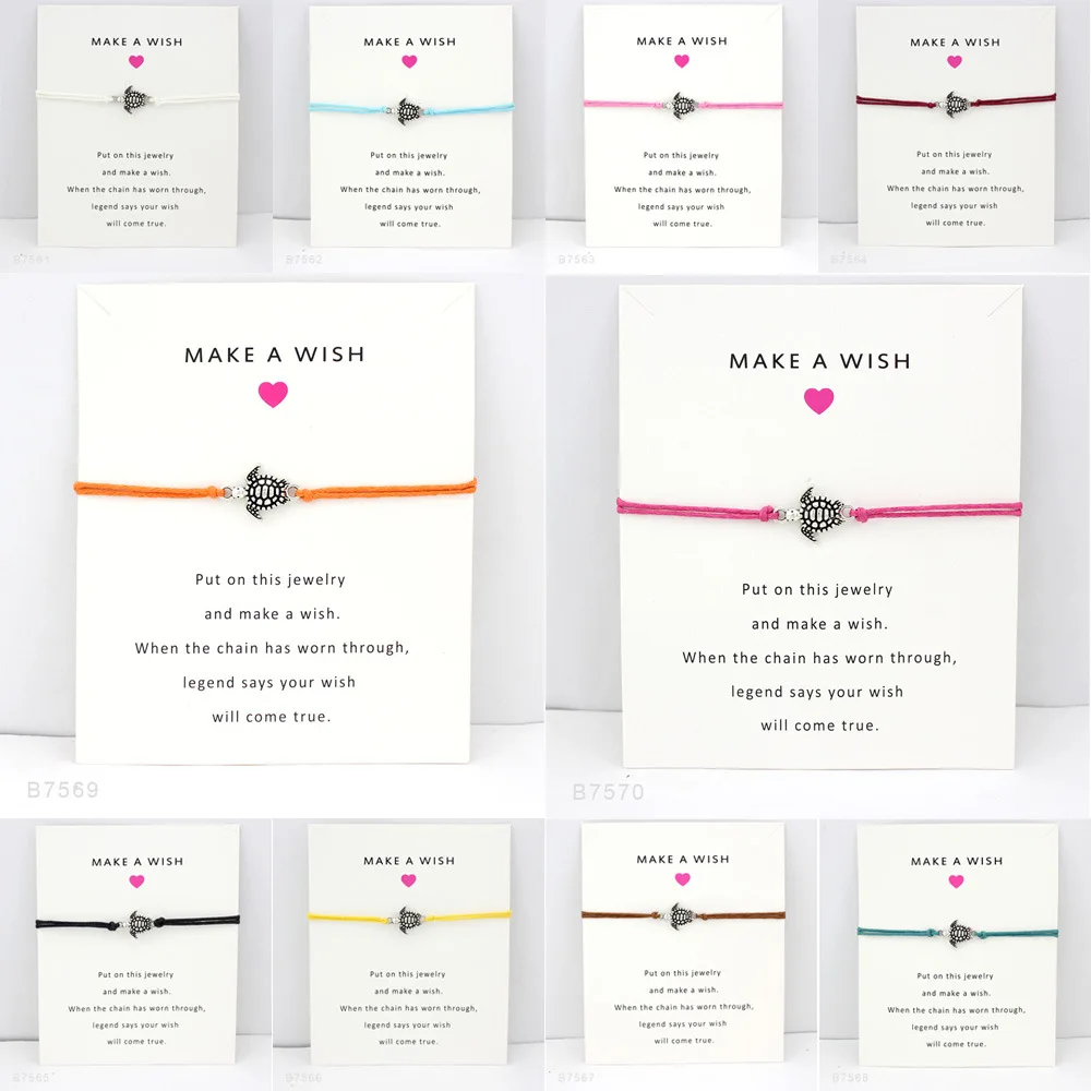 Wholesale Fashion Women Summer Beach Handmade Turtle Jewelry Adjustable Make A Wish Bracelets