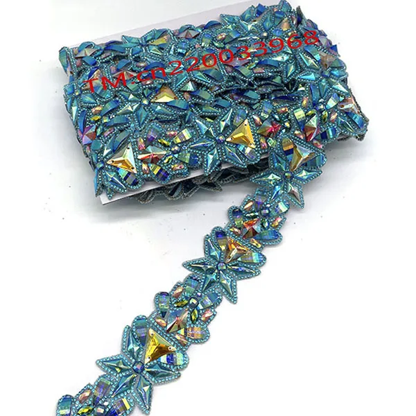 Customized Iron-On Applique Rhinestone Trimming Resin Chain for Shoes Garments Bags for Samba Carnival Clothing Craft