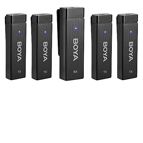 BOYA BOYALINK Wireless Lavalier Microphone Compact Lapel Design Cancelling Lav iPhone All-in-One Dual Mic System & Lightning