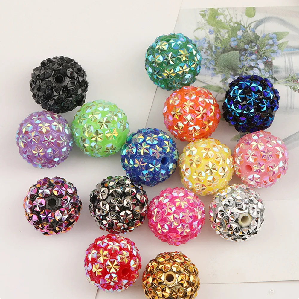 20mm Ice Flower Sparkling Rhinestone Bubblegum Beads Acrylic Disco Ball Bead for DIY Jewelry Bracelets Necklaces & Crafts
