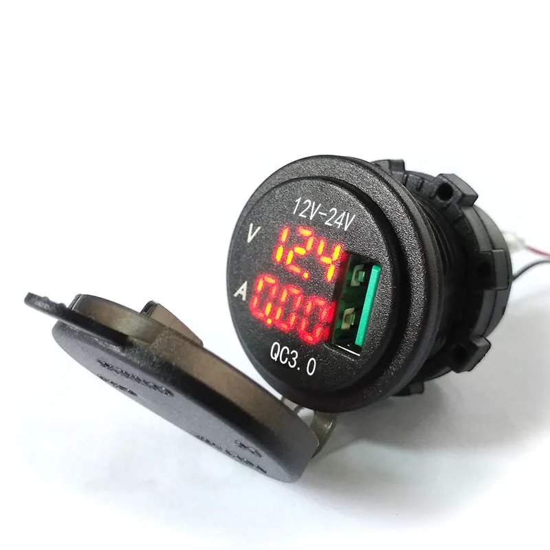 High quality fast charging QC 3.0 USB car charger  with multiple LED Voltmeter for Automobile Vehicle Truck