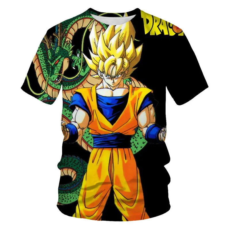 Dragon Z Ball  Cartoon Anime Top for Boys Quick Drying Cotton T-Shirt with O-Neck Collar Casual Summer Short Sleeved Design