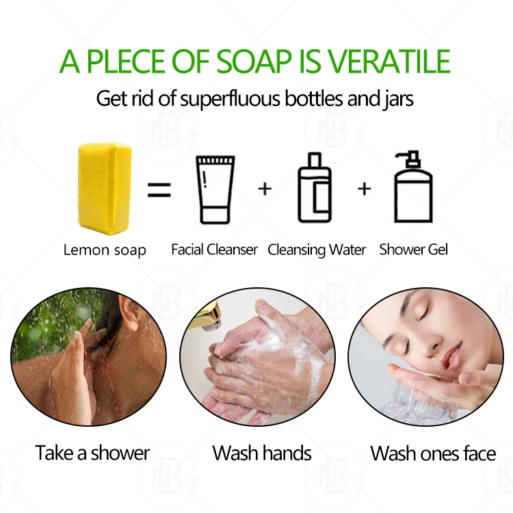 Custom Solid Fragrance Beauty Antibacterial Lemon Soap for Glowing Skin with Logo