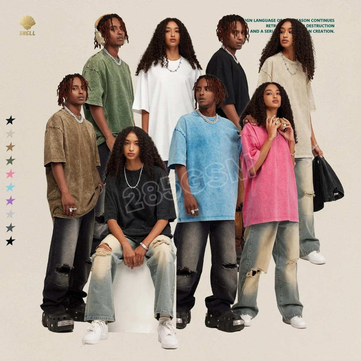 Luluxixiyaya 2024 Streetwear Heavy Acid Wash Batik Vintage Y2K Unisex Loose 285gsm Over Sized T Shirt Men