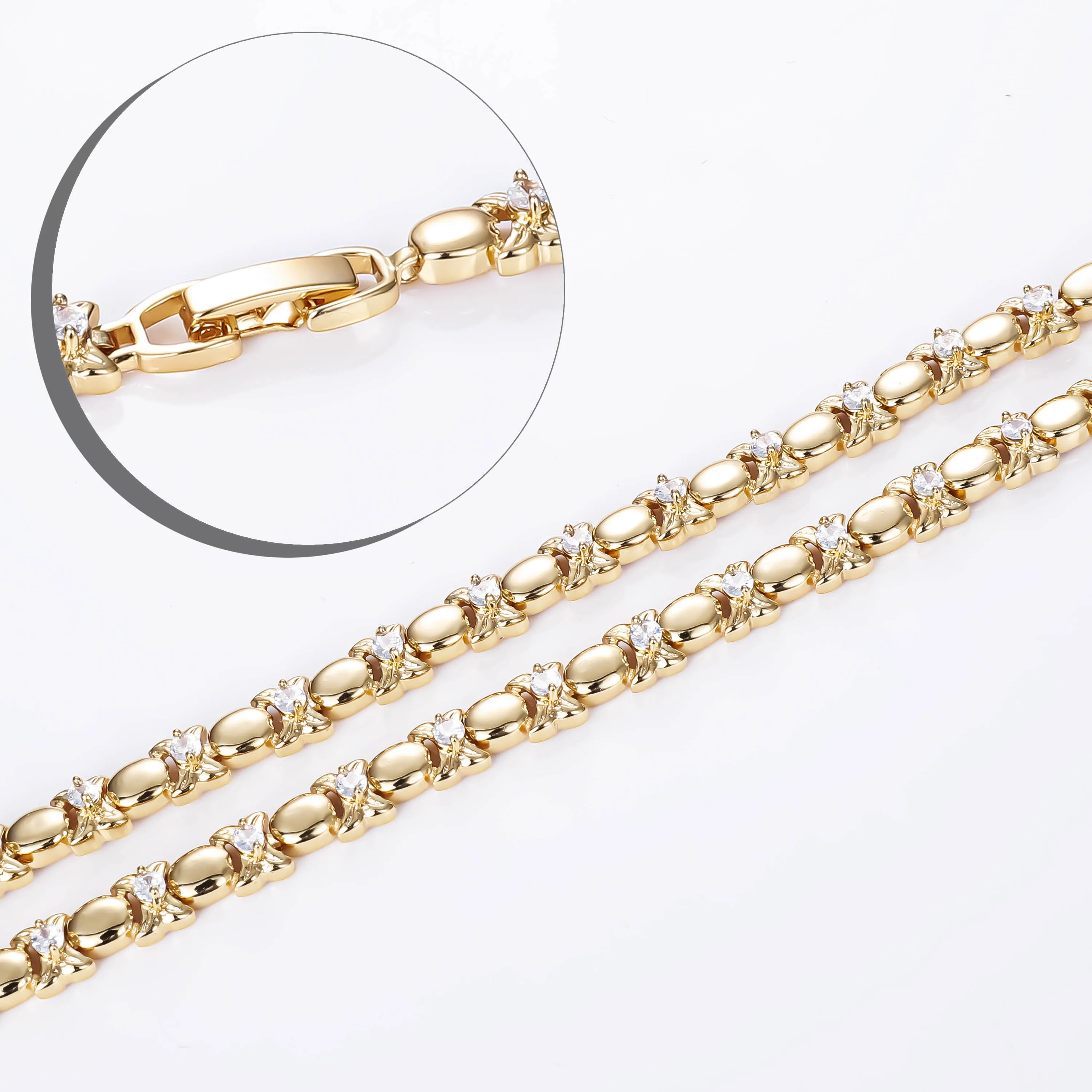 CM jewelry fashion wholesale flower hot sell 18K gold plated oro laminado 18k Zircon bracelet tennis bracelet for women