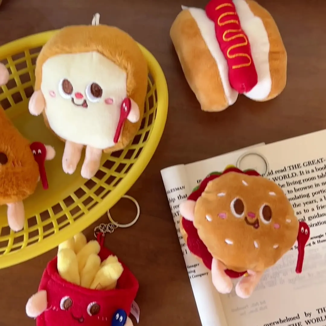 Creative Cute Hamburger Bread Plush Toy Food Plush Doll Mini Custom Plush Keychain