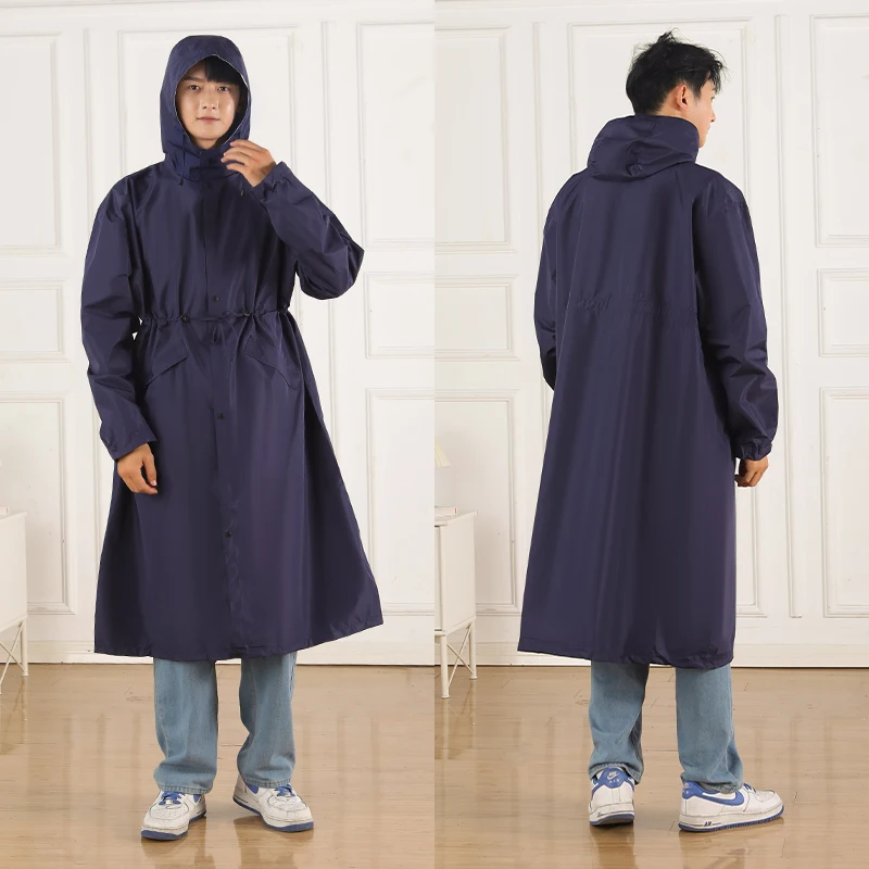 men Rain Jacket Waterproof Long Rain Coats Hooded Windbreaker Lightweight Raincoats Travel Hooded Coats