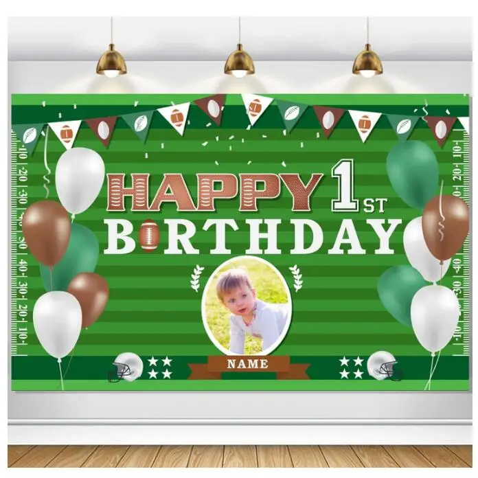 High Quality Boys Birthday Backdrop Background Banner with Photo Football Club Sports