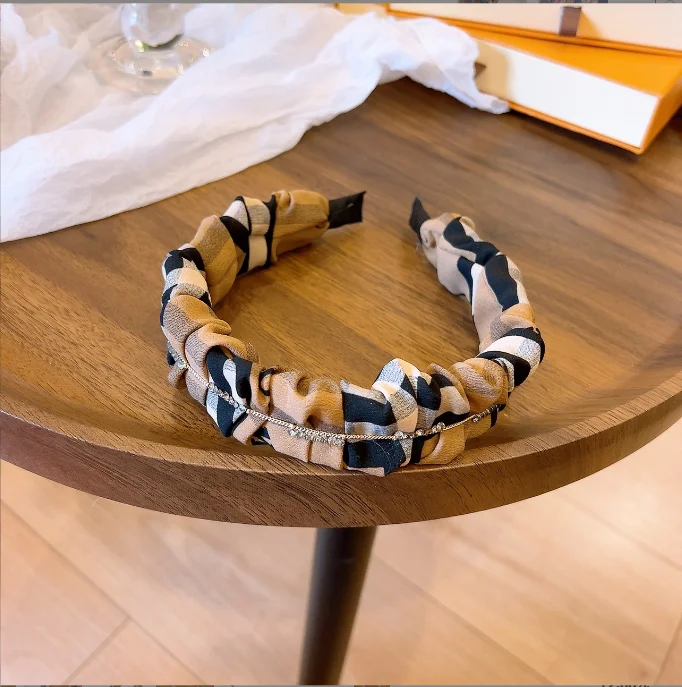 Designer Headband Camel Striped Plaid Rhinestone Bow Headbands Women Fashion Headwear Hair Accessories