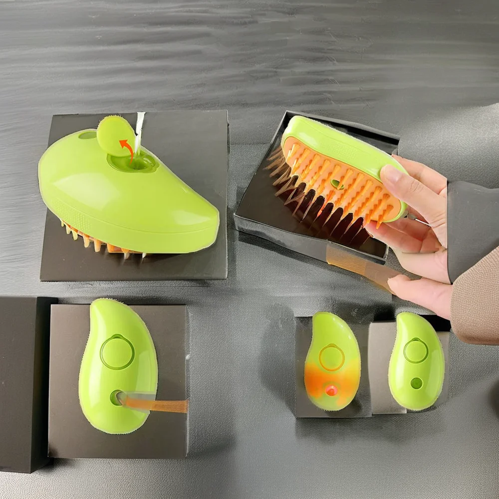 3-in-1 Rechargeable Automatic Cat Steam Brush Self-Cleaning Pet Dog Hair Grooming Comb with Massage Spray Plastic Grooming Tool