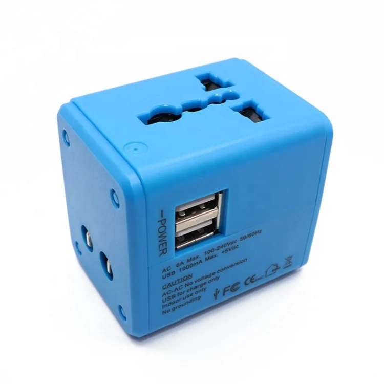 Universal Travel Adapter Electric Plugs Sockets Converter US AU UK EU with Dual USB Charging 2.1A Electrical Power Plug European