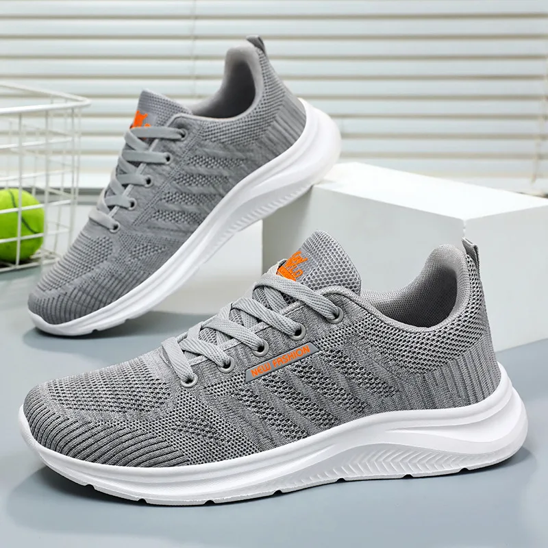 OEM China walking style shoes mens Comfortable Soft Soles Sneakers Breathable fly knit Stock Shoes for male