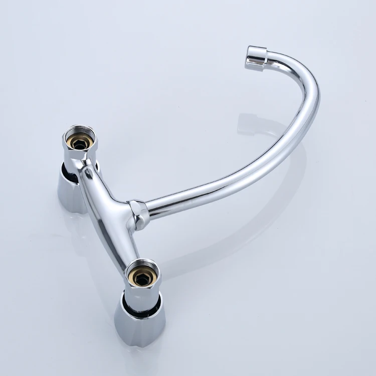 Hot And Cold Swivel Spout Wall-mounted Double-handle Brass Kitchen Sink Basin Mixer Taps Faucet