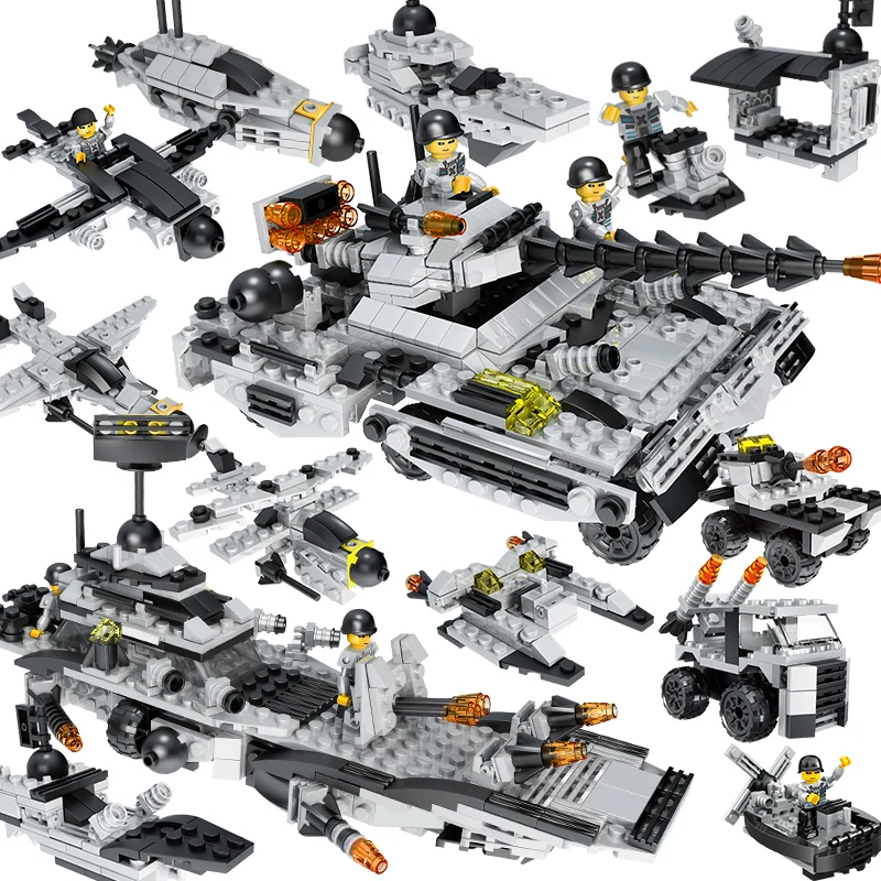 Tank Warship Fighter Assembling Educational Building Blocks Toys Plastic MODEL Toy ABS Construction Toy Block Set