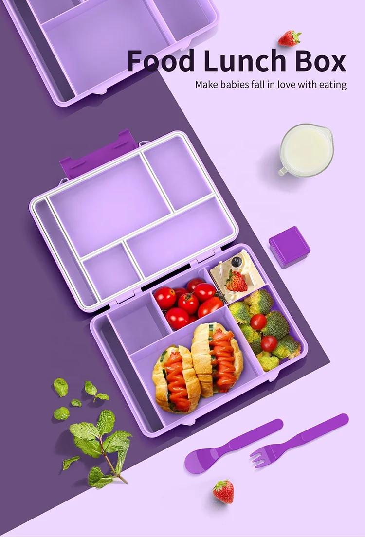 Aohea BPA free  Microwave and Dishwasher safe  Healthy  Portable Bento Box for Kids and Adults with cutlery with sauce jar