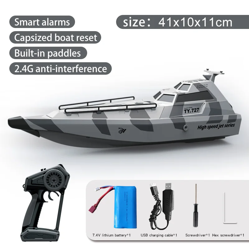 SJY-TX727 Mini 2.4G Remote Control Turbojet Boat 20km/h High Speed Boat Kids Simulation Ship Model Summer Toy Water Game