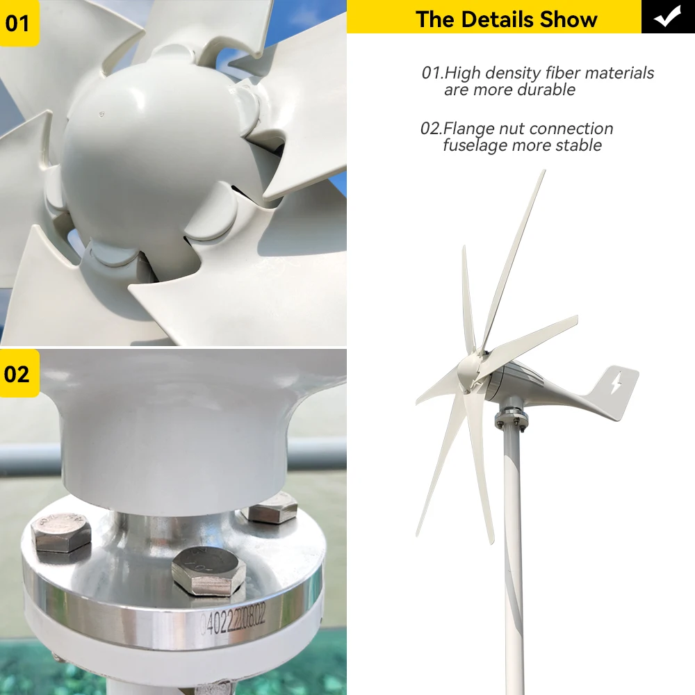 Free Energy 600W 800W 1000W 48V 12V 24Volt 3 Nylon Fiber Blade Horizontal Home Wind Turbines Wind Generator Power Windmil