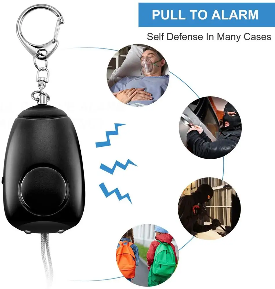 2023 Best Selling 130db 140db Safety Safesound Keychain Security Alarms with Keychain for Elder/Lady/Kids