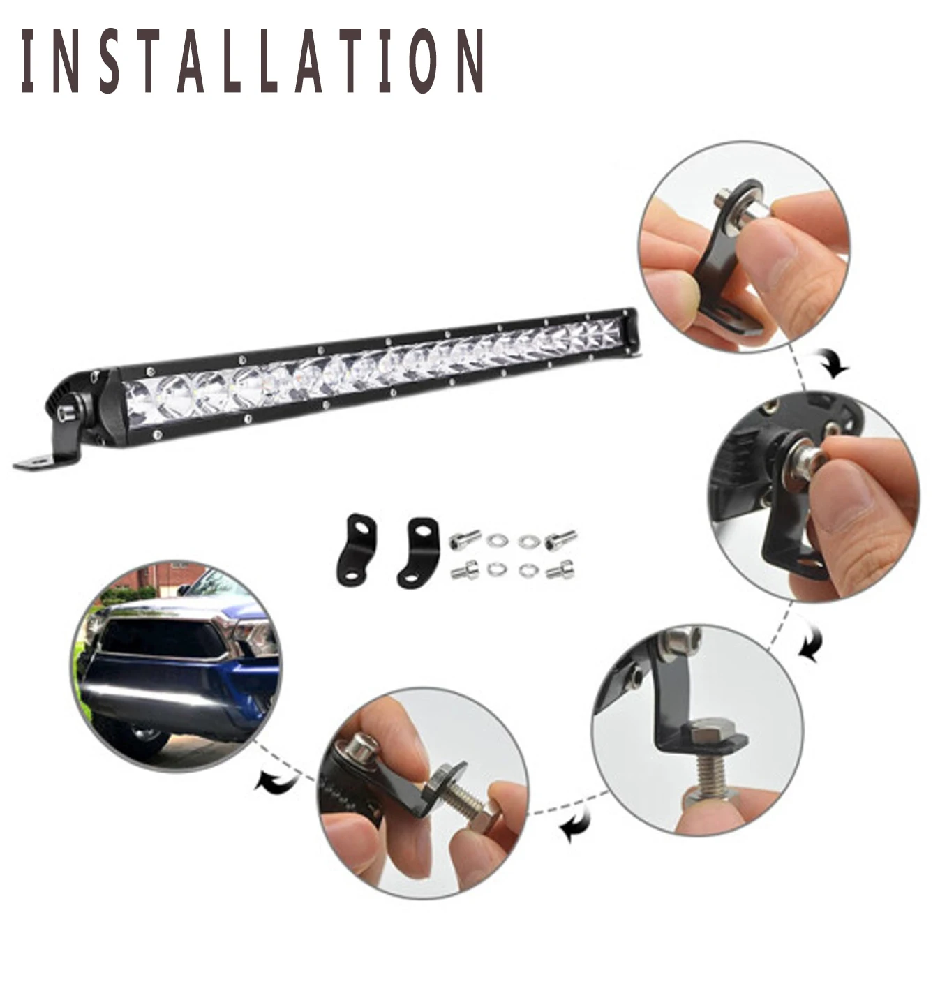 Off Road 4X4 Yellow 18W 36W 90W 7 inch 12 inch 32inch Single Row Super Slim Mini Led Light Bar for Motorcycle ATV UTV