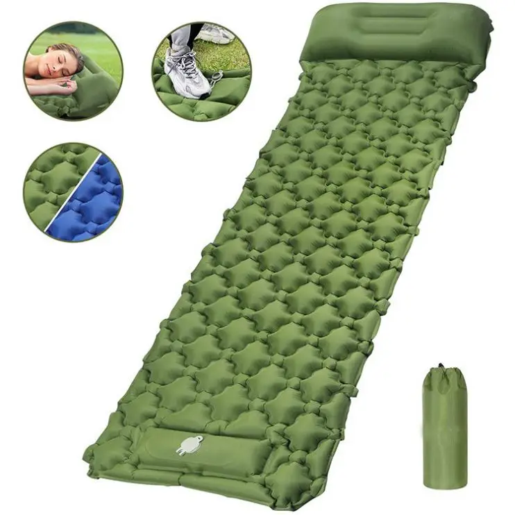 
Compact Ultralight Camping Backpacking Sleeping Air Pad Insulated Inflatable Camping Mat Sleeping Pad With Pillow 