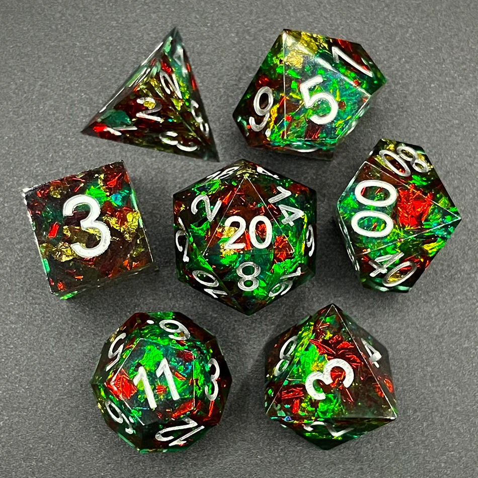 Factory Wholesale Christmas color Sharp edge dice set for dnd rpg table games