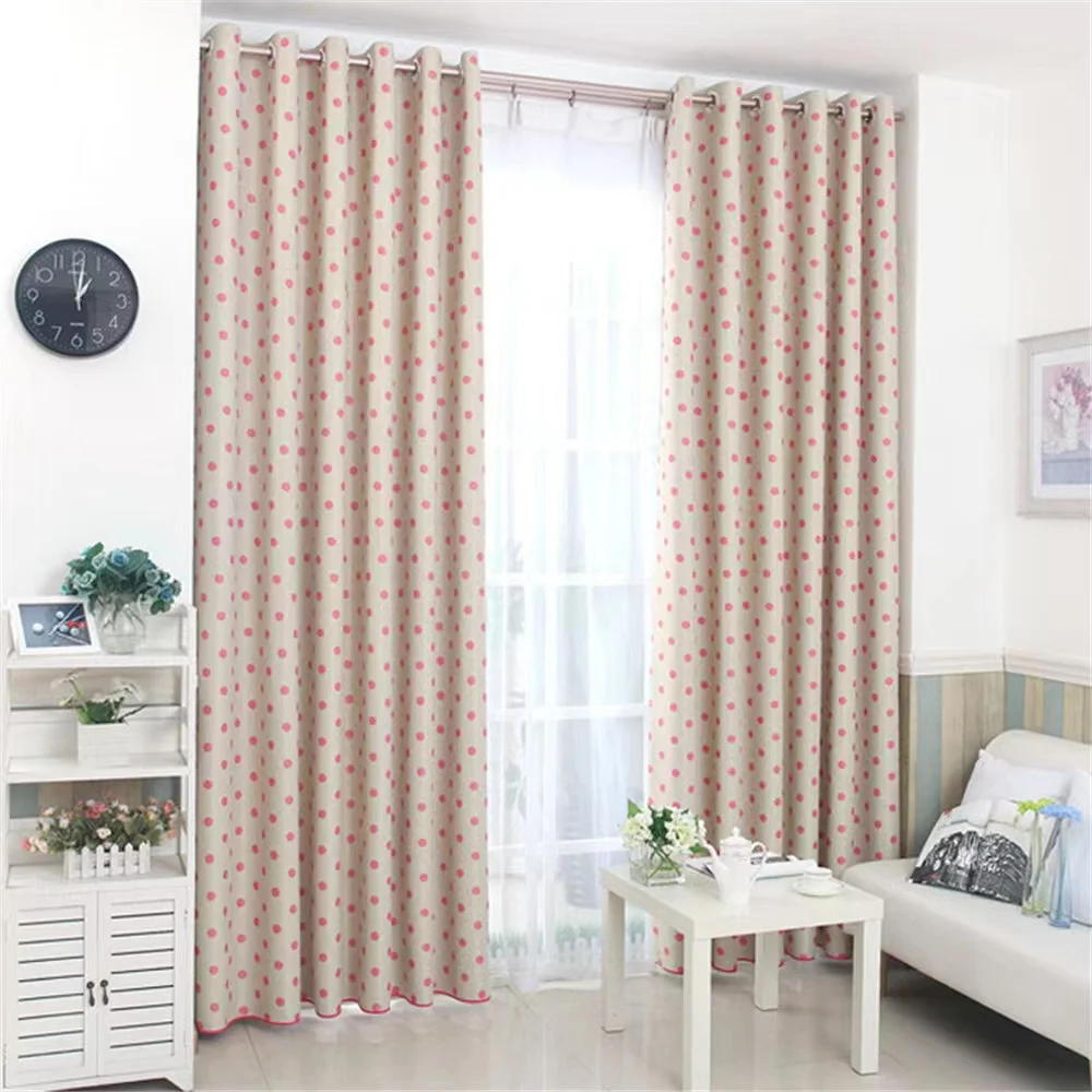 Lovely Pink Curtains Window Bedroom Dot Pattern Printed Girl Room Curtain For The Living Room Window