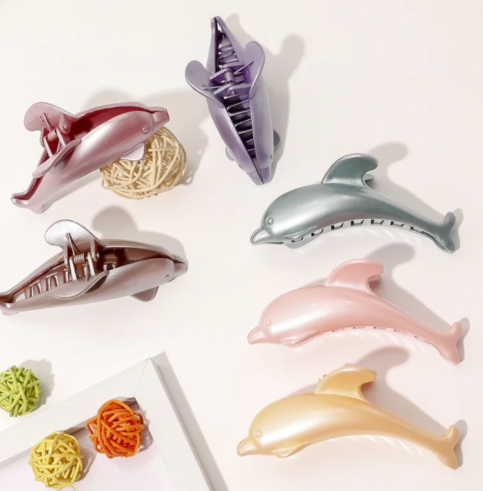 New Dolphin Shape Hair Clips Fashion Bright Plastic Hair Claw Clips Korean Hair Accessories For Girls