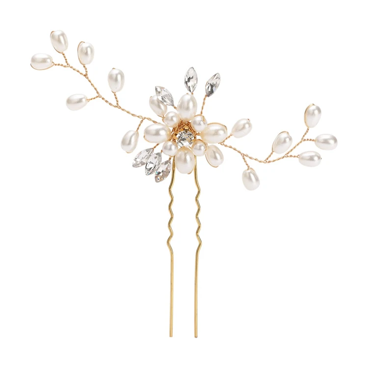 Свадебные заколки для волос, заколки для волос, украшения для вечеринки, ювелирные изделия, кристалл, стразы, жемчуг, цветочный лист, золото для женщин, невеста